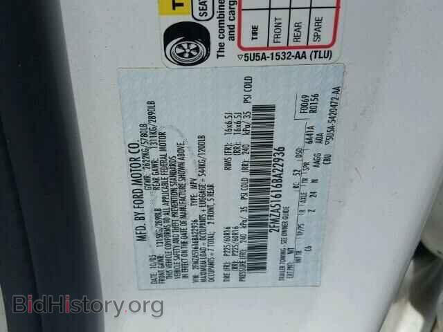 2006 FORD FREESTAR - VIN: 2FMZA51616BA22936 - Фото 10