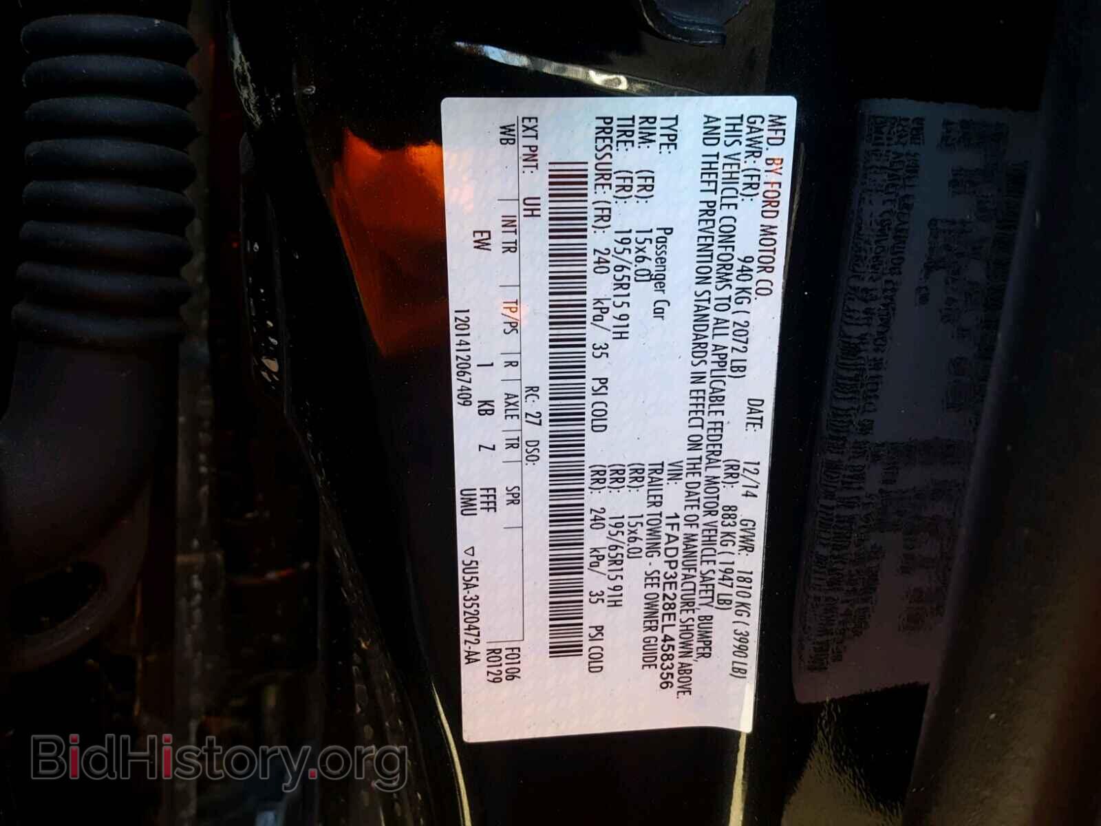 2014 FORD FOCUS - VIN: 1FADP3E28EL458356 - Фото 10