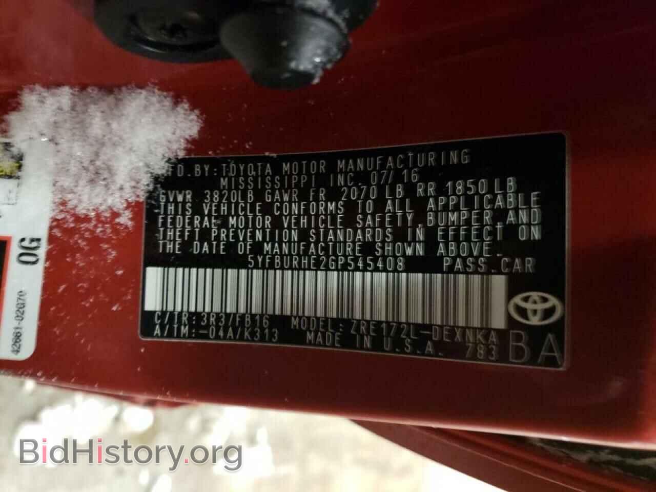 2016 TOYOTA COROLLA - VIN: 5YFBURHE2GP545408 - Фото 10
