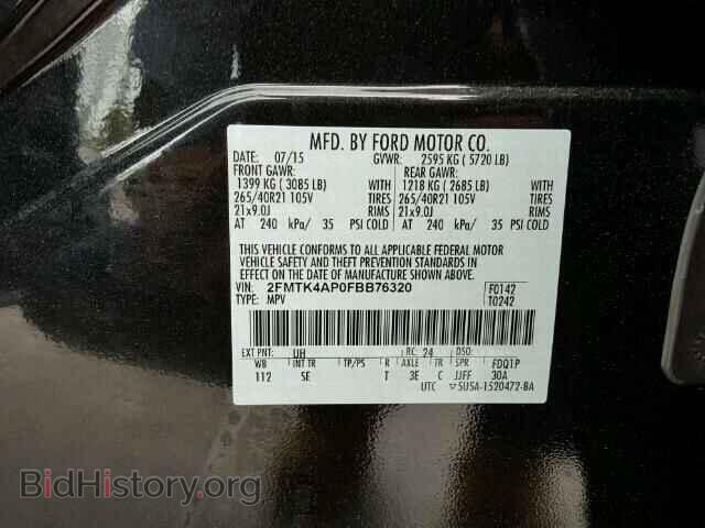 2015 FORD EDGE - VIN: 2FMTK4AP0FBB76320 - Photo 10
