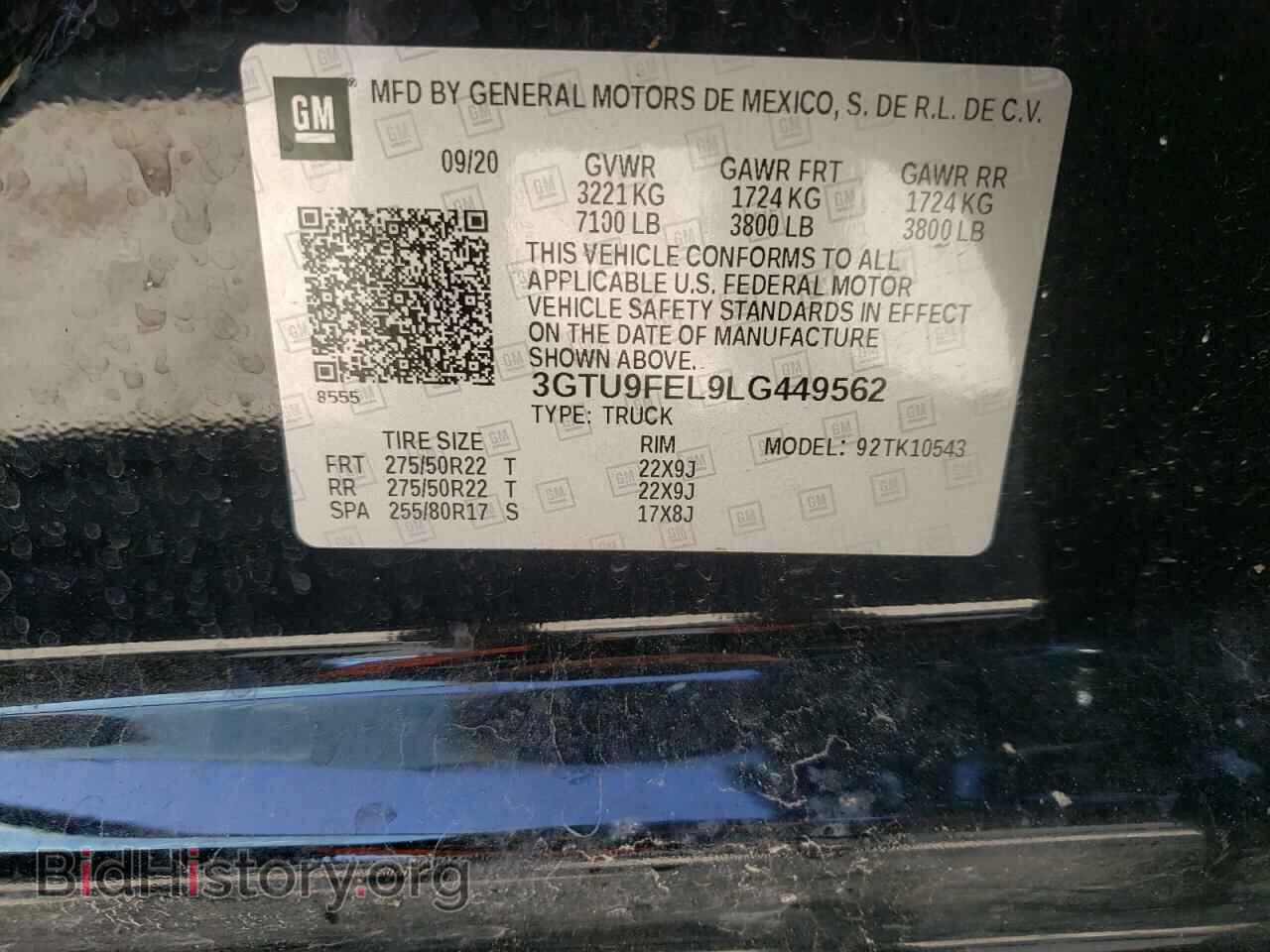 2020 GMC SIERRA - VIN: 3GTU9FEL9LG449562 - Фото 10
