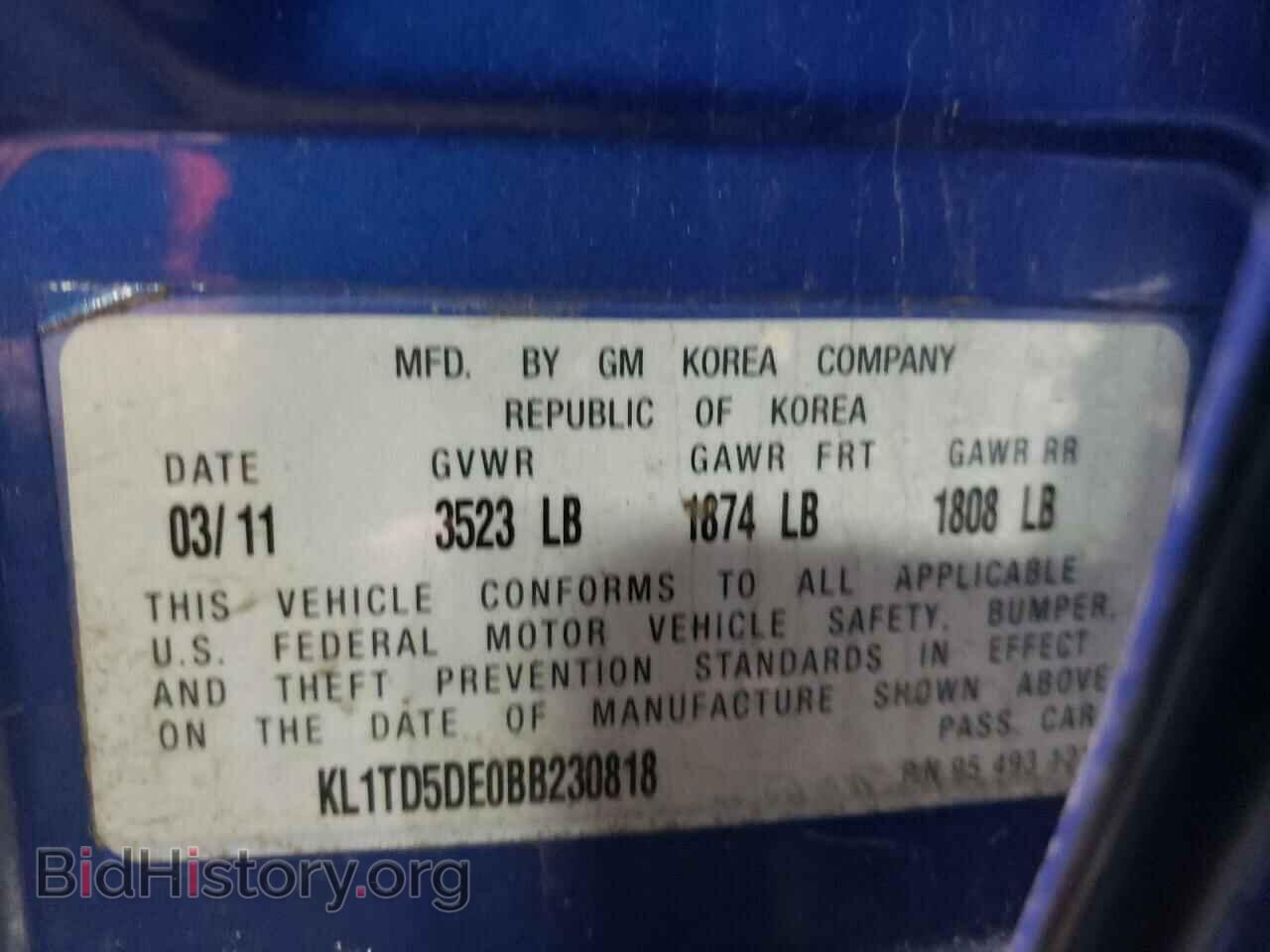 2011 CHEVROLET AVEO - VIN: KL1TD5DE0BB230818 - Фото 10