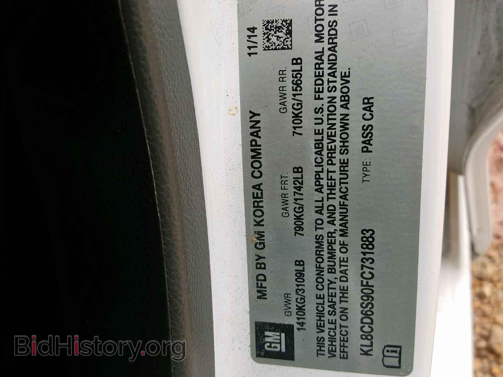 2015 CHEVROLET SPARK - VIN: KL8CD6S90FC731883 - Фото 10