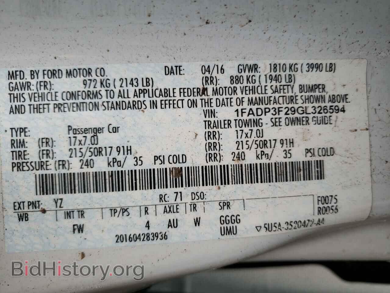 2016 FORD FOCUS - VIN: 1FADP3F29GL326594 - Фото 10