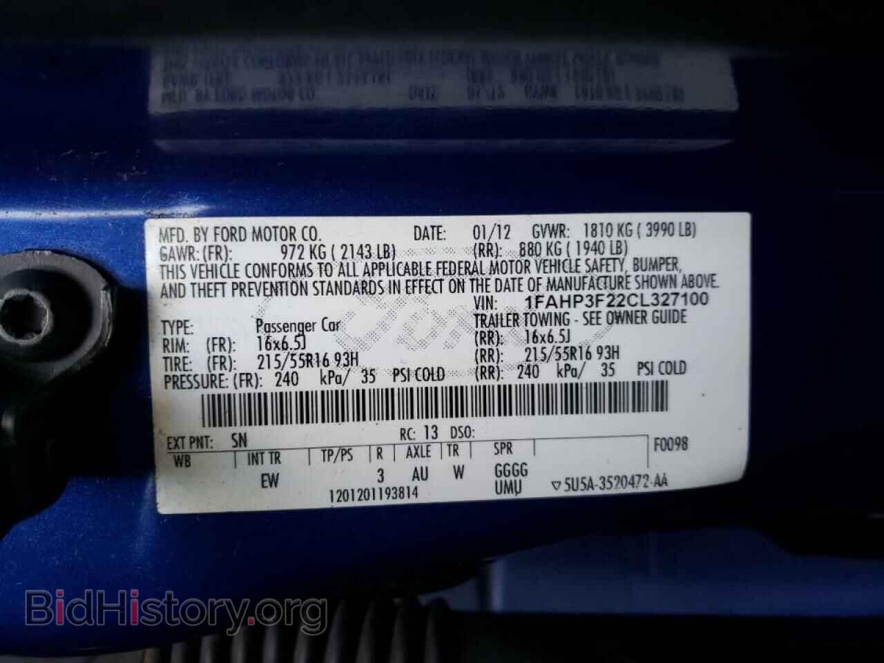 2012 FORD FOCUS - VIN: 1FAHP3F22CL327100 - Фото 10