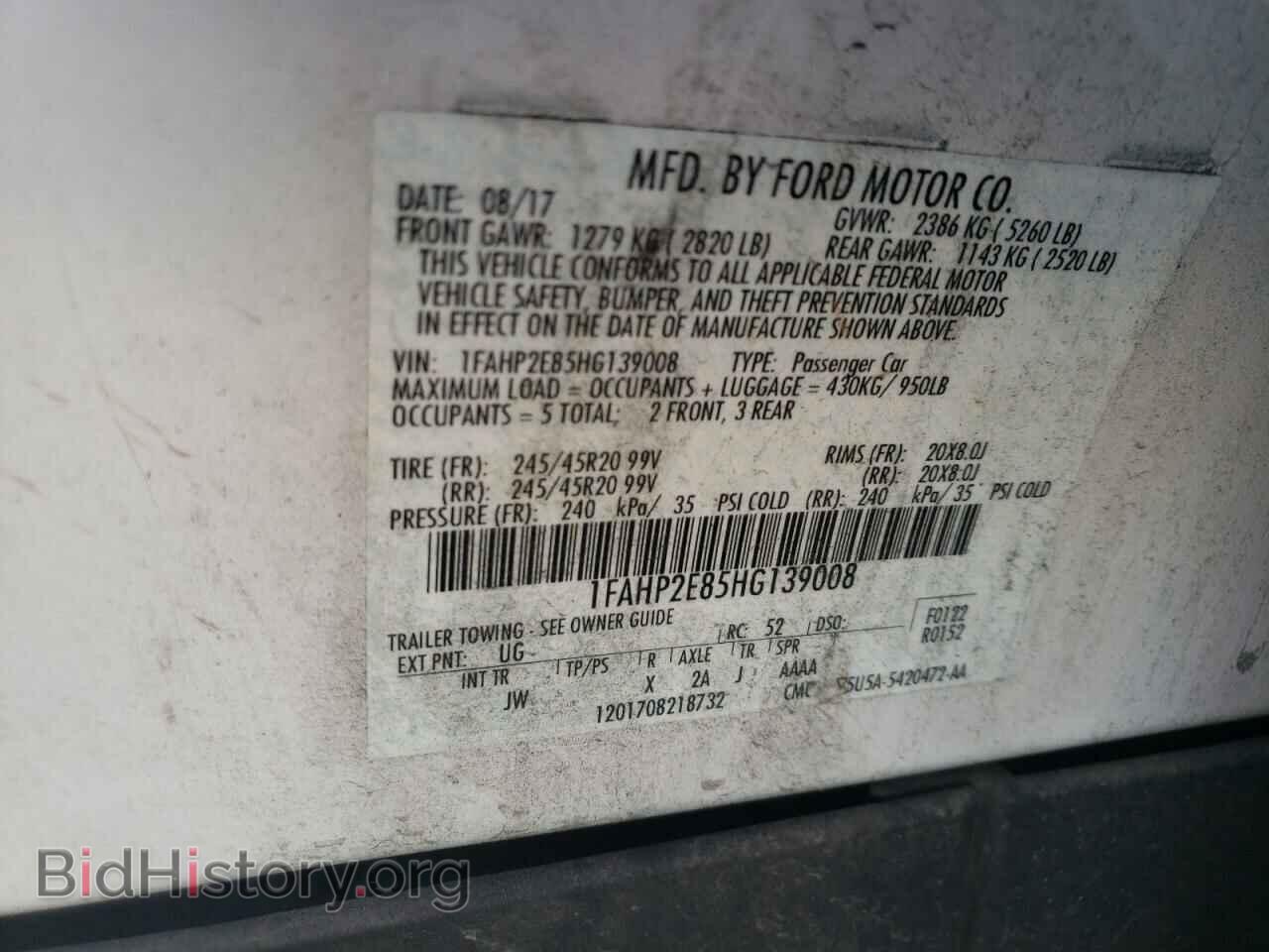 2017 FORD TAURUS - VIN: 1FAHP2E85HG139008 - Фото 10