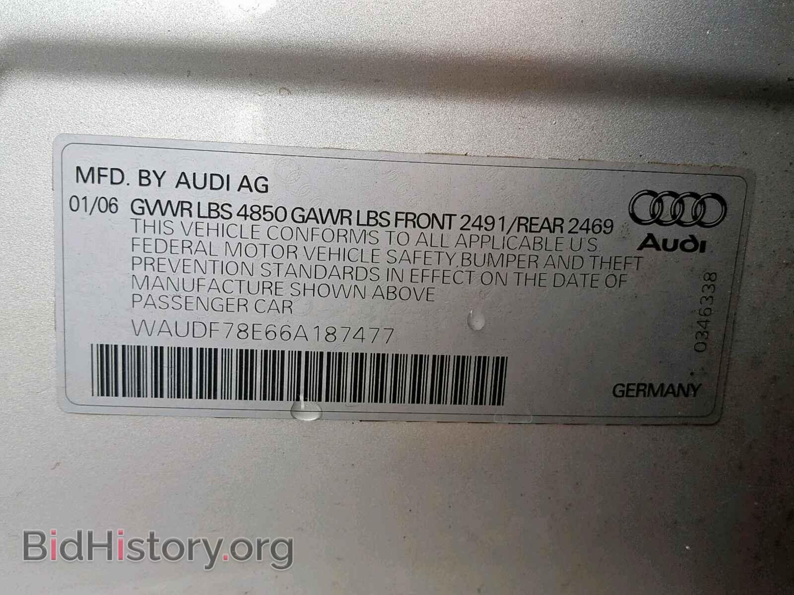 2006 AUDI A4 - VIN: WAUDF78E66A187477 - Фото 10