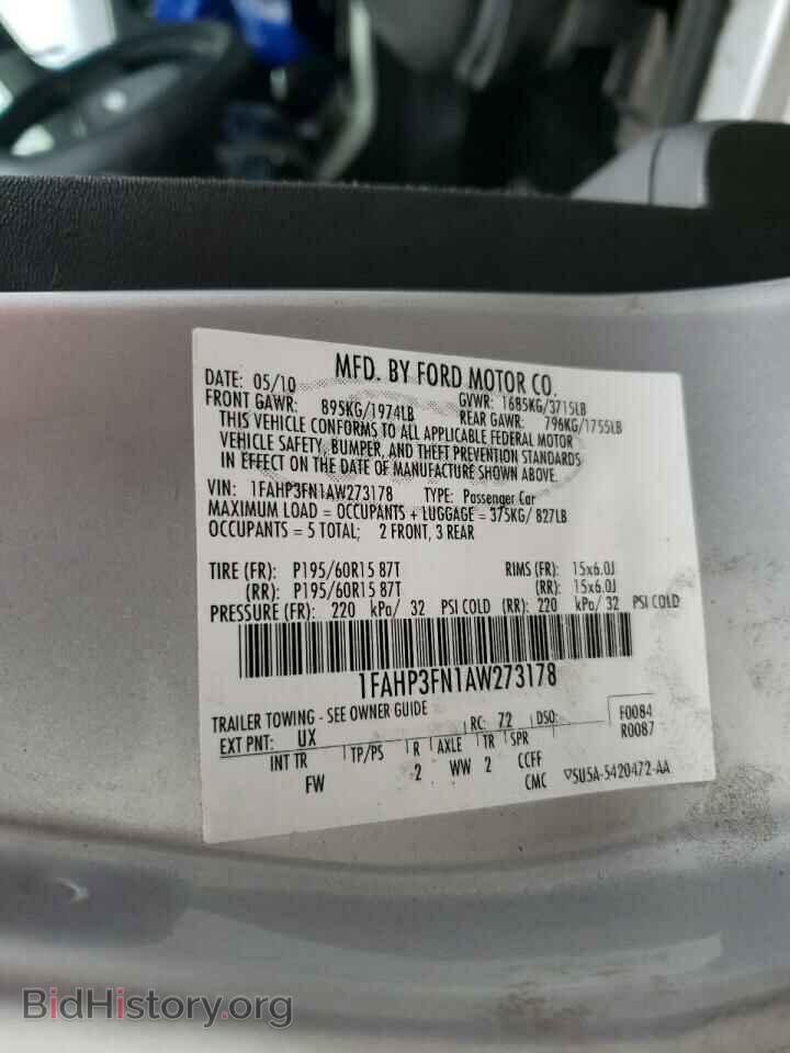 2010 FORD FOCUS - VIN: 1FAHP3FN1AW273178 - Фото 10