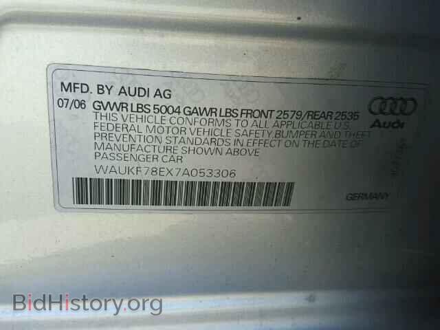 2007 AUDI A4 - VIN: WAUKF78EX7A053306 - Фото 10