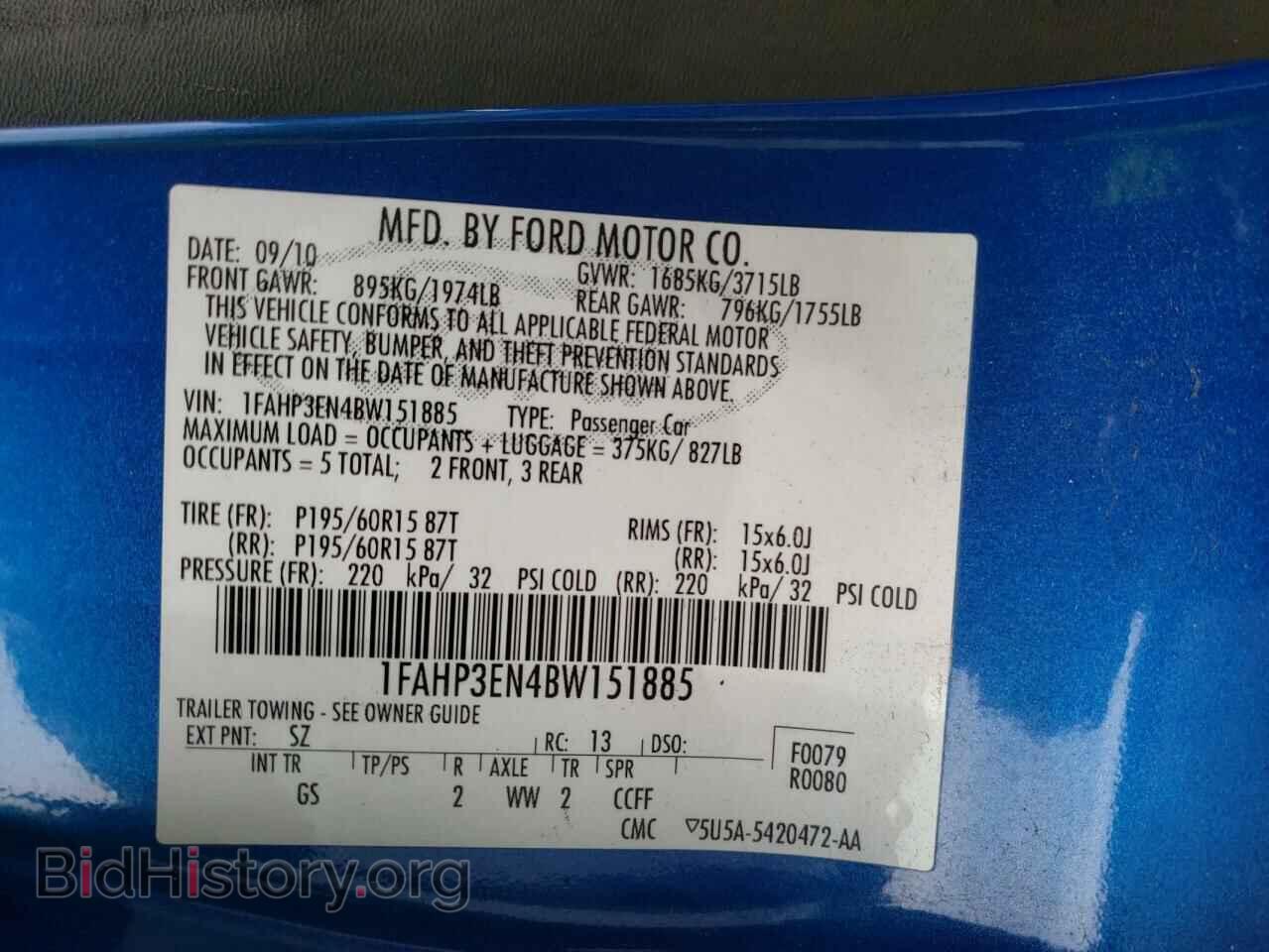 2011 FORD FOCUS - VIN: 1FAHP3EN4BW151885 - Фото 10