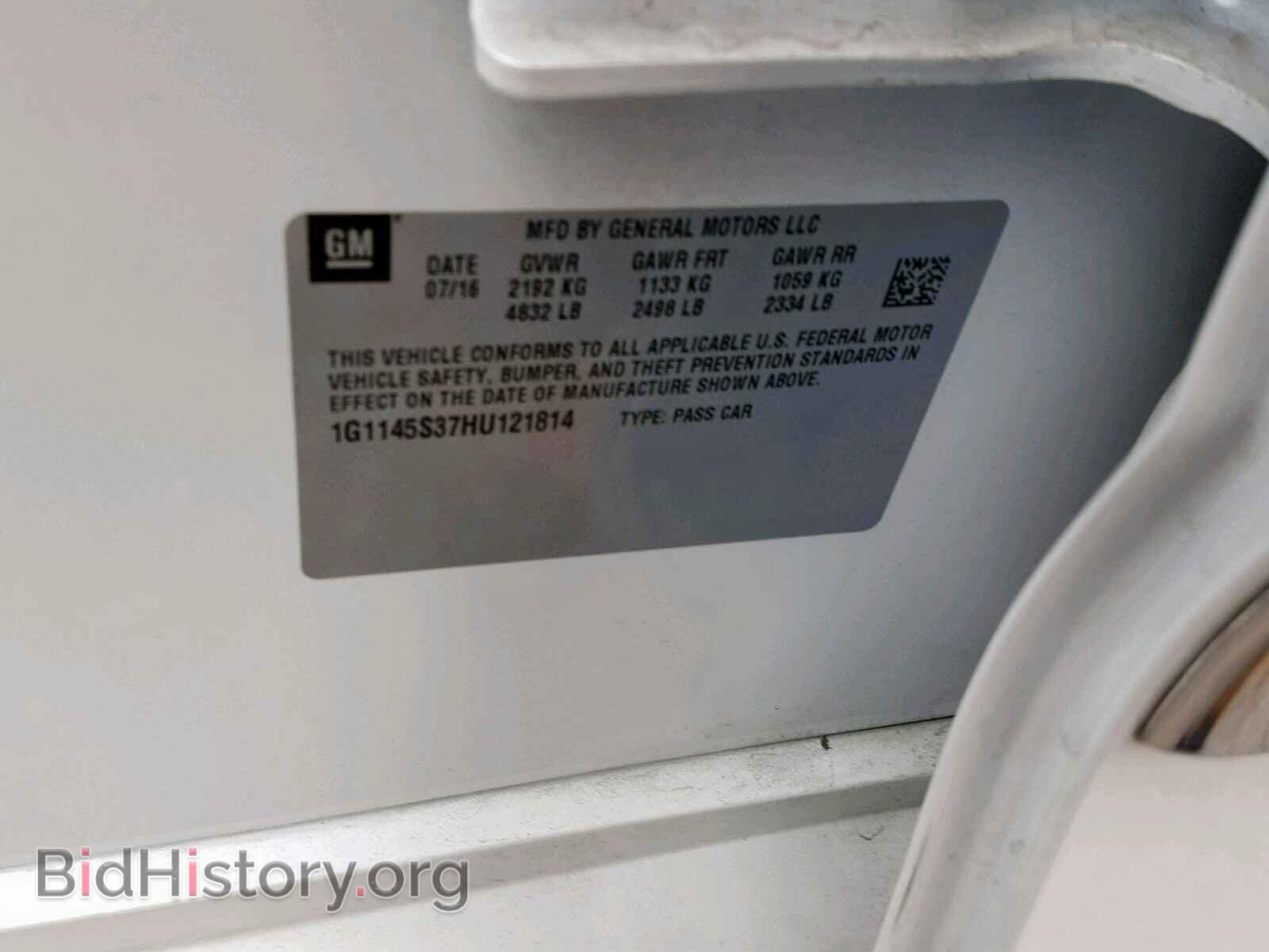 2017 CHEVROLET IMPALA - VIN: 1G1145S37HU121814 - Фото 10