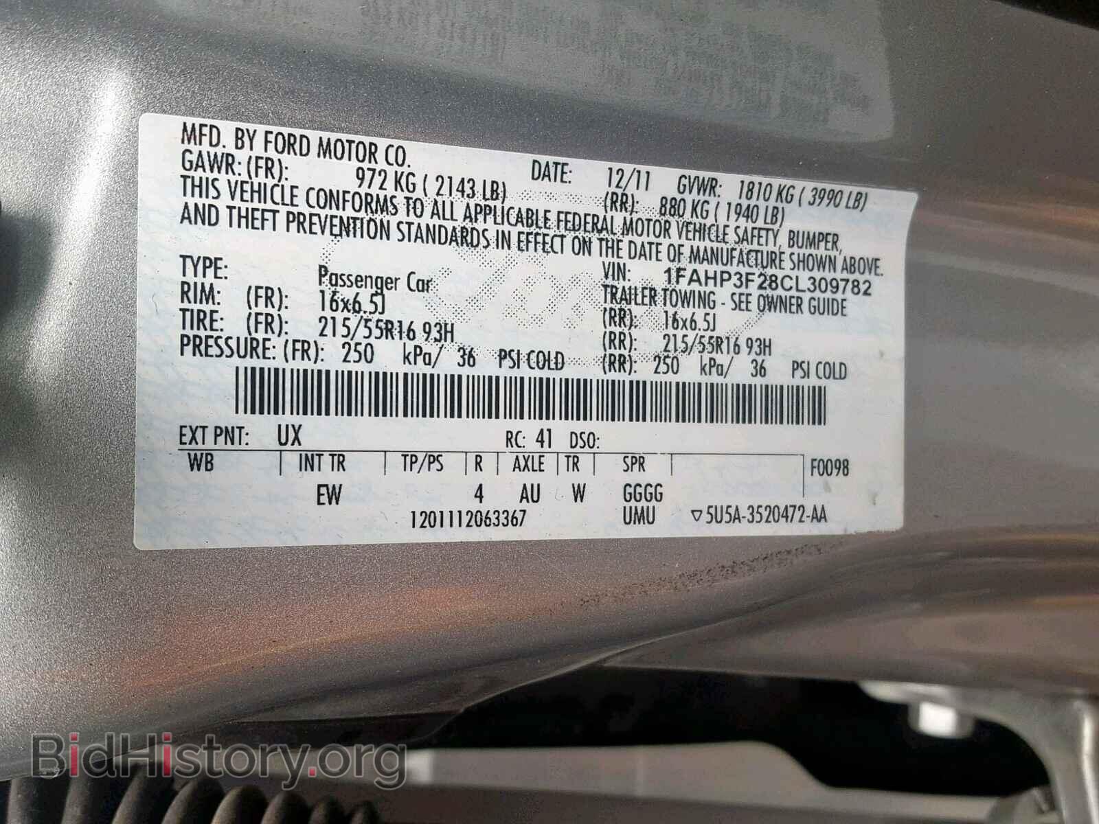 2012 FORD FOCUS SE - VIN: 1FAHP3F28CL309782 - Фото 10