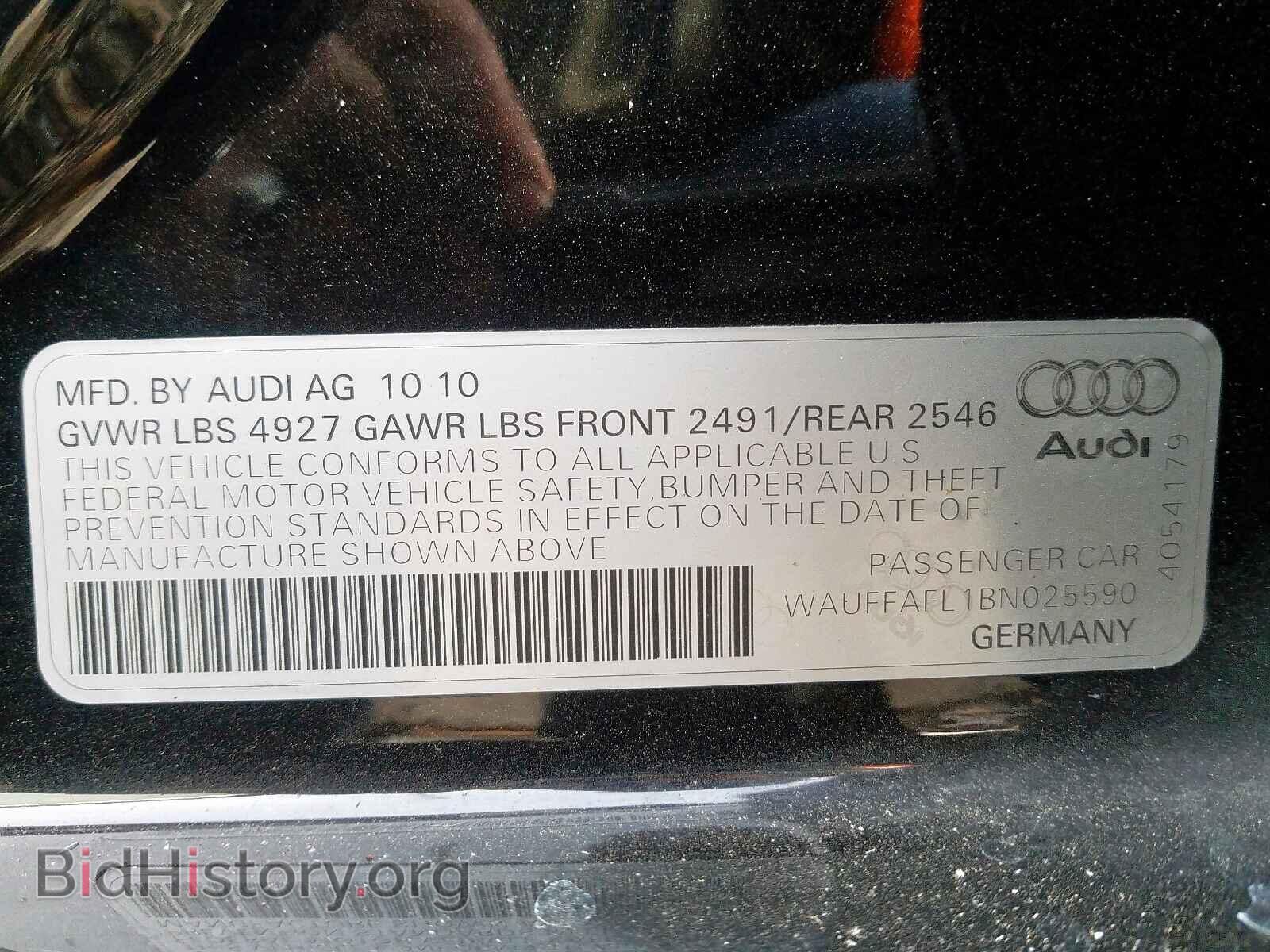 2011 AUDI A4 - VIN: WAUFFAFL1BN025590 - Фото 10