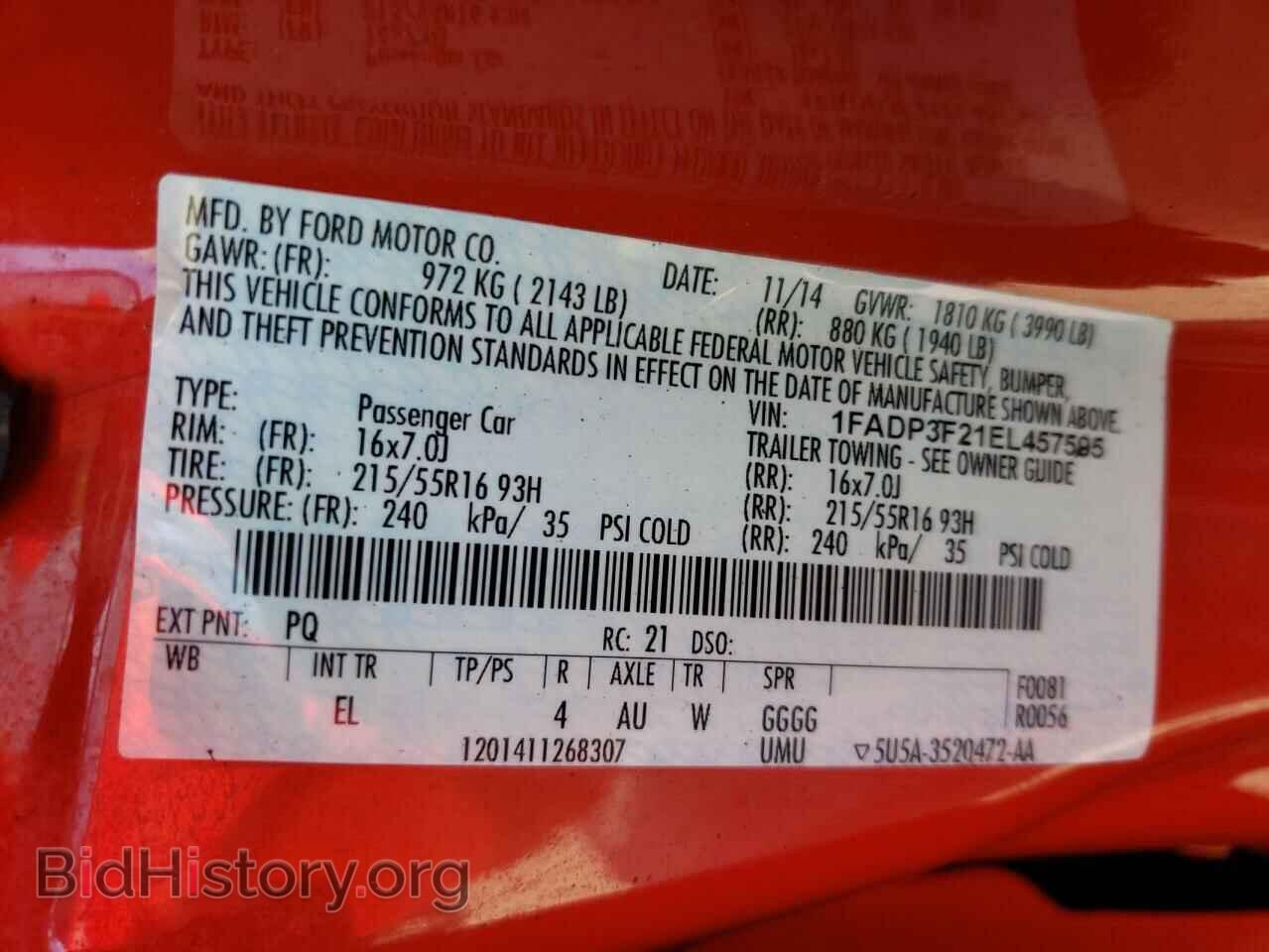 2014 FORD FOCUS - VIN: 1FADP3F21EL457595 - Фото 10