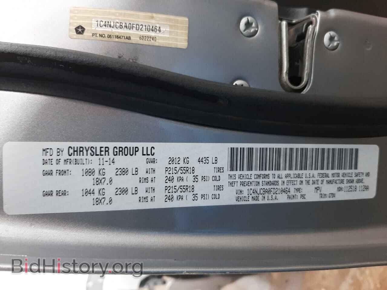 2015 JEEP COMPASS - VIN: 1C4NJCBA0FD210464 - Фото 10