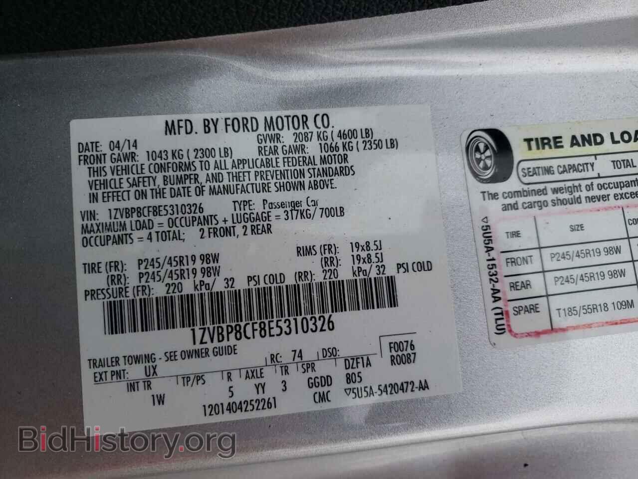 2014 FORD MUSTANG - VIN: 1ZVBP8CF8E5310326 - Фото 10