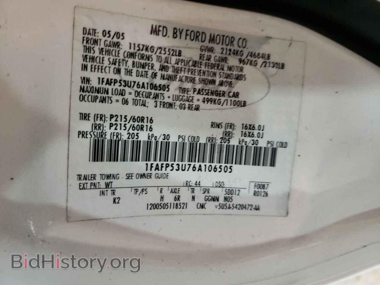 2006 FORD TAURUS - VIN: 1FAFP53U76A106505 - Фото 10
