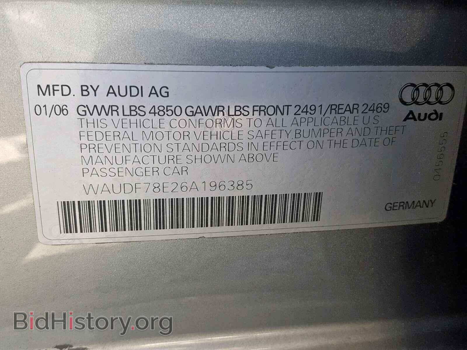 2006 AUDI A4 - VIN: WAUDF78E26A196385 - Photo 10