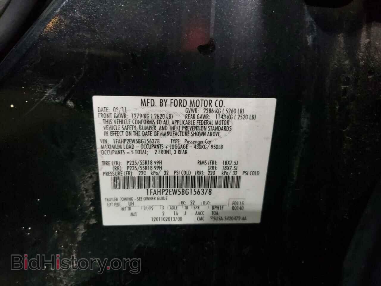 2011 FORD TAURUS - VIN: 1FAHP2EW5BG156378 - Фото 10