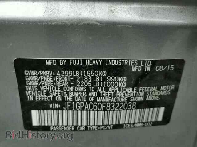 2015 SUBARU IMPREZA - VIN: JF1GPAC60F8322038 - Фото 10