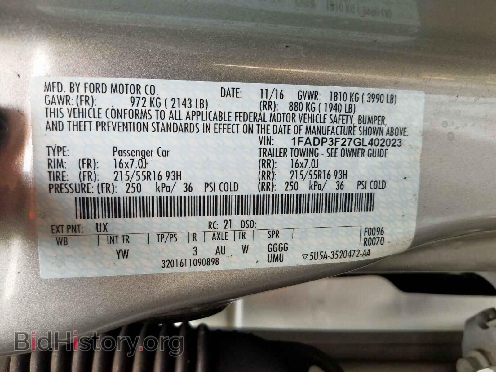 2016 FORD FOCUS - VIN: 1FADP3F27GL402023 - Фото 10