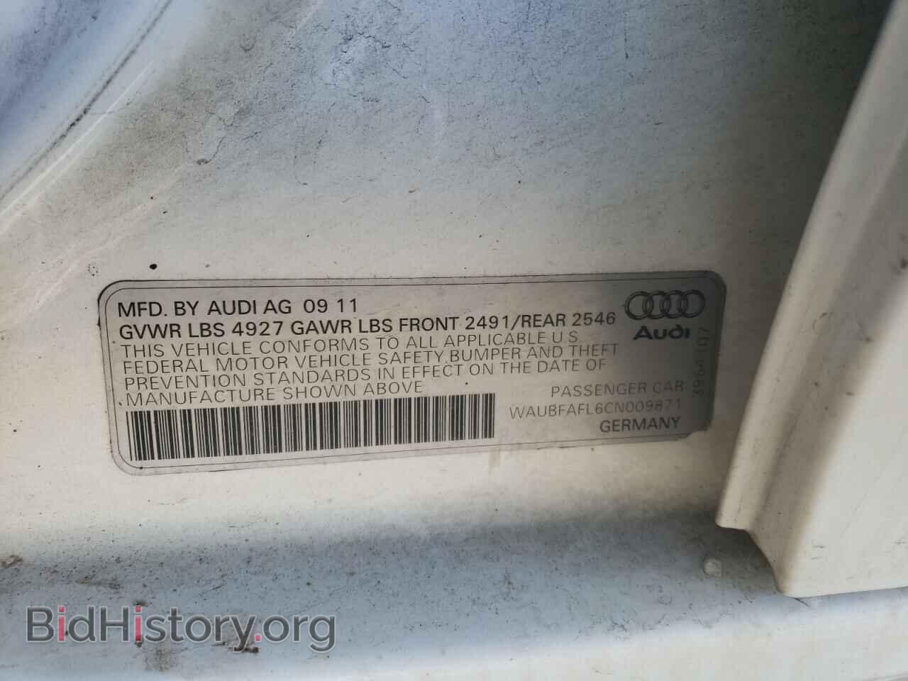 2012 AUDI A4 - VIN: WAUBFAFL6CN009871 - Фото 10