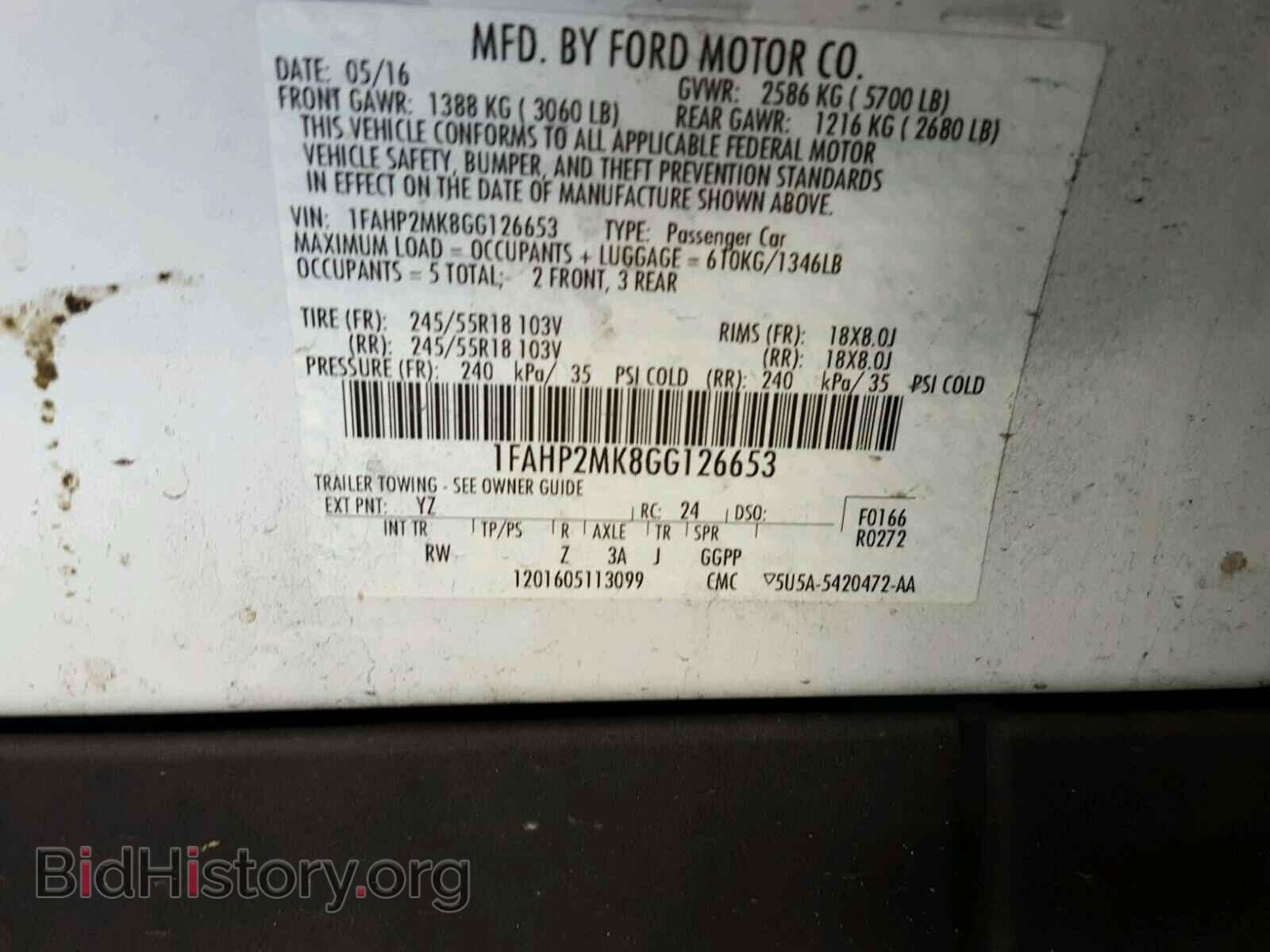 2016 FORD TAURUS - VIN: 1FAHP2MK8GG126653 - Фото 10