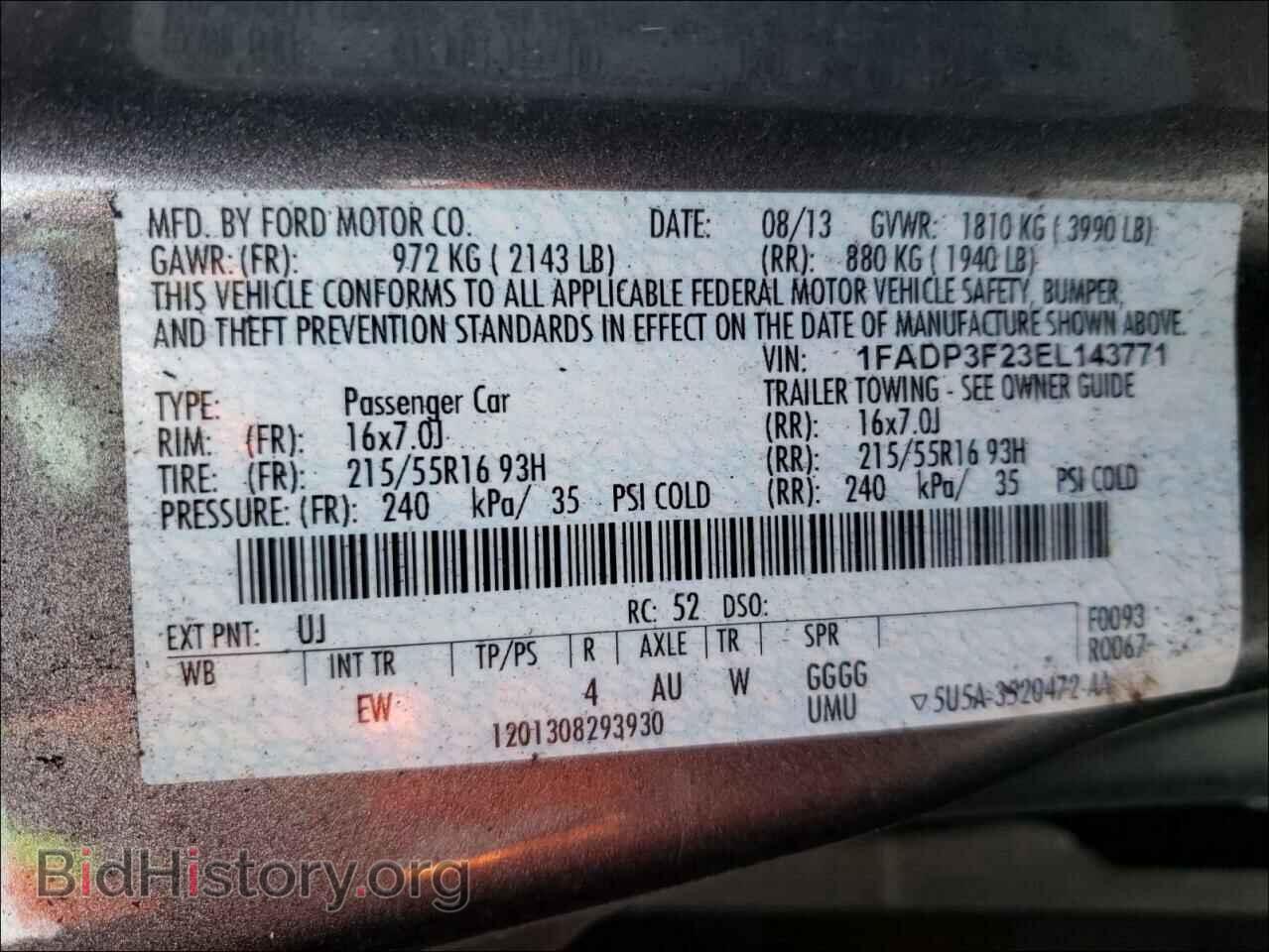 2014 FORD FOCUS - VIN: 1FADP3F23EL143771 - Фото 10