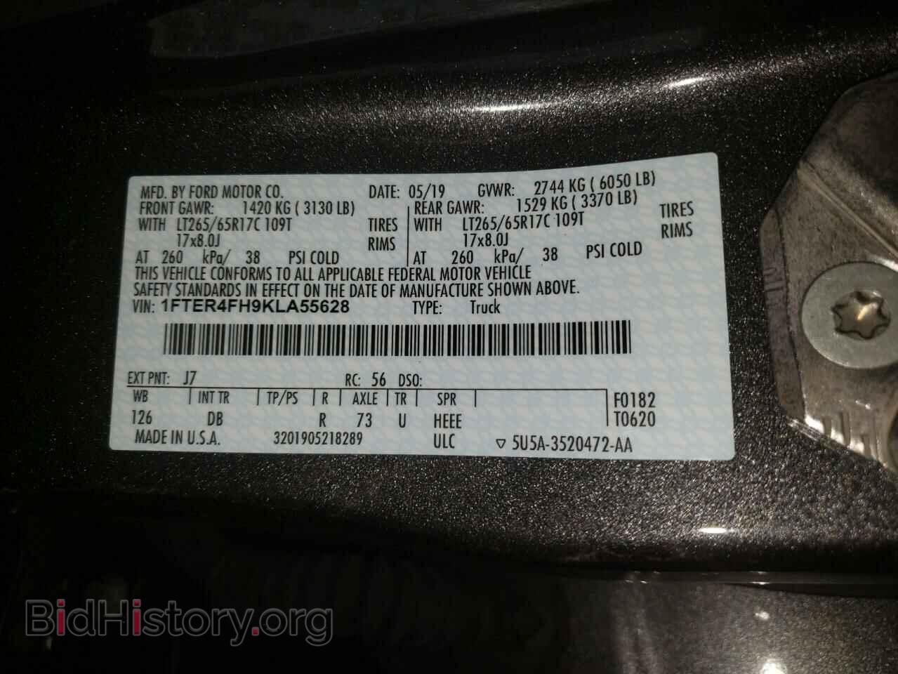 2019 FORD RANGER - VIN: 1FTER4FH9KLA55628 - Фото 10