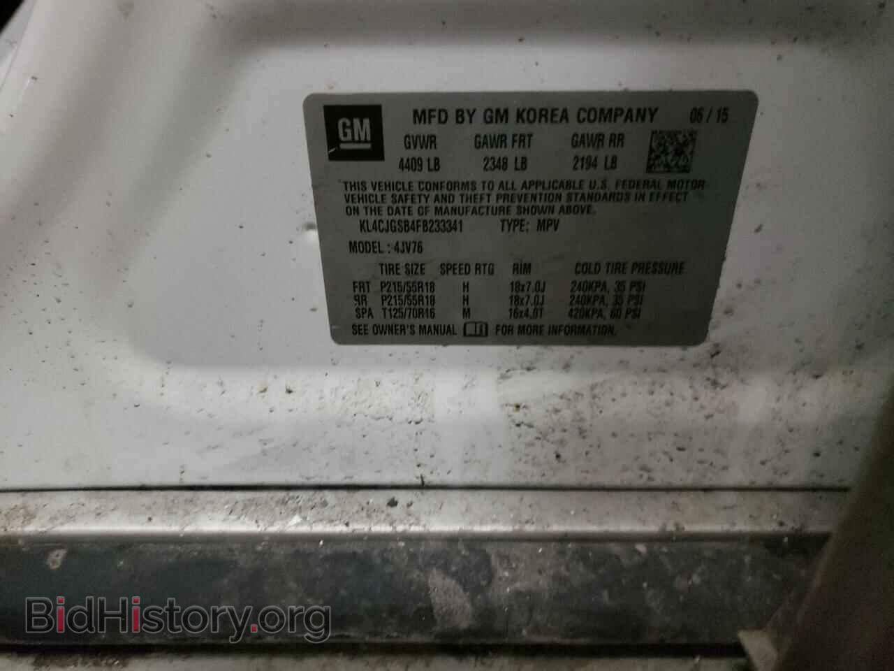 2015 BUICK ENCORE - VIN: KL4CJGSB4FB233341 - Фото 10