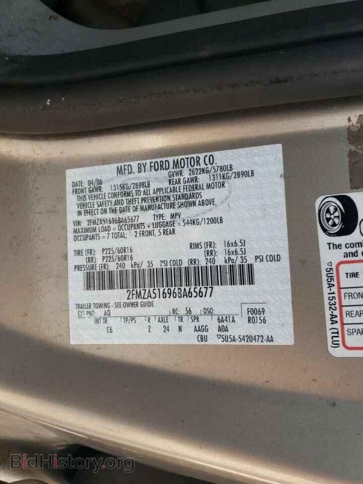 2006 FORD FREESTAR - VIN: 2FMZA51696BA65677 - Фото 10