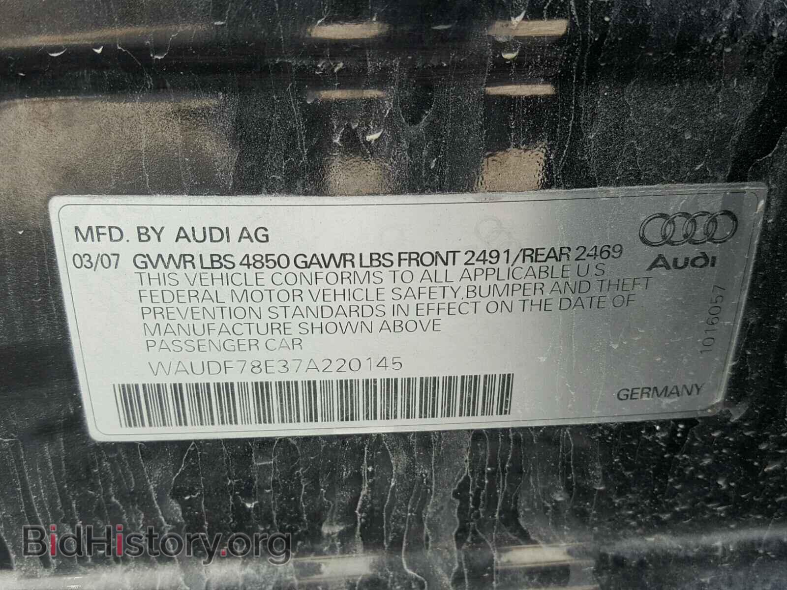2007 AUDI A4 - VIN: WAUDF78E37A220145 - Photo 10