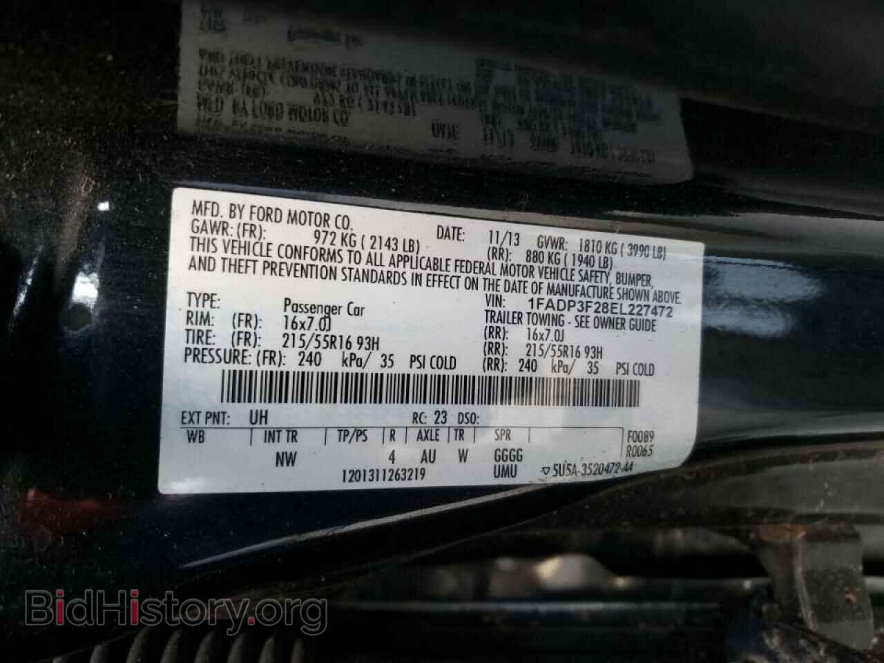 2014 FORD FOCUS - VIN: 1FADP3F28EL227472 - Фото 10