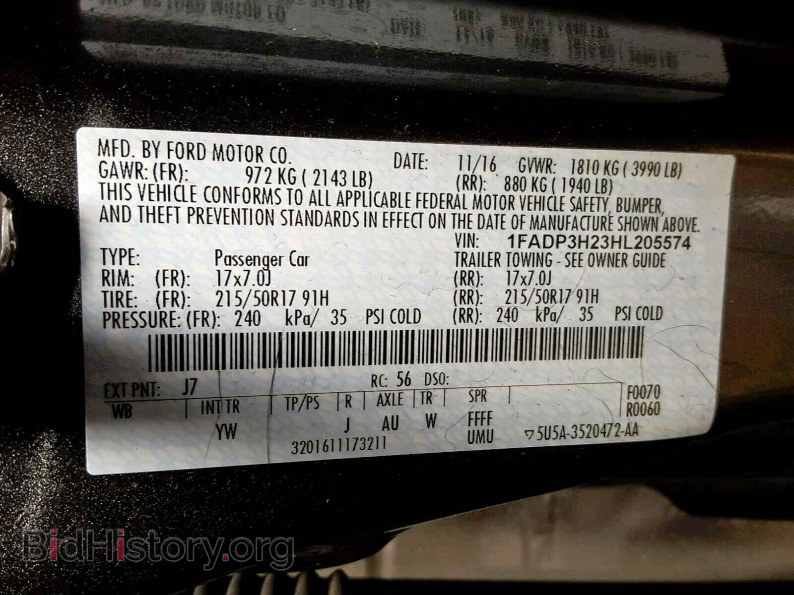 2017 FORD FOCUS - VIN: 1FADP3H23HL205574 - Photo 10