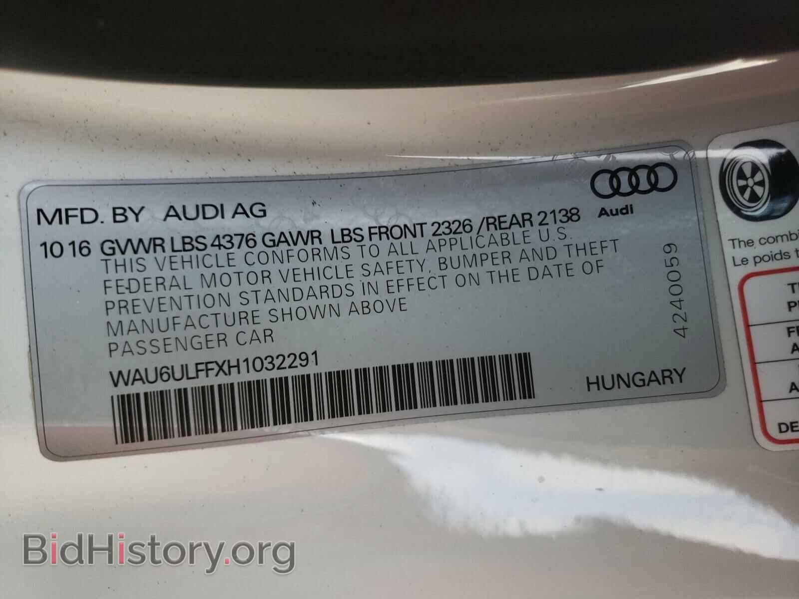 2017 AUDI A3 - VIN: WAU6ULFFXH1032291 - Фото 10