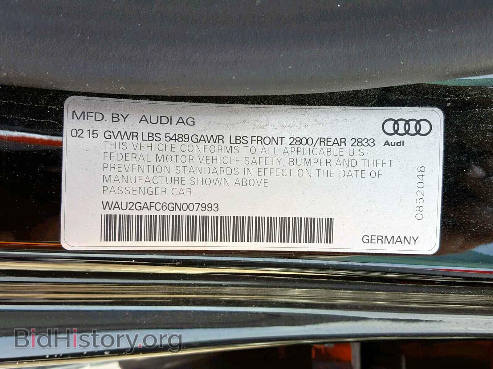 2016 AUDI A7 - VIN: WAU2GAFC6GN007993 - Фото 10