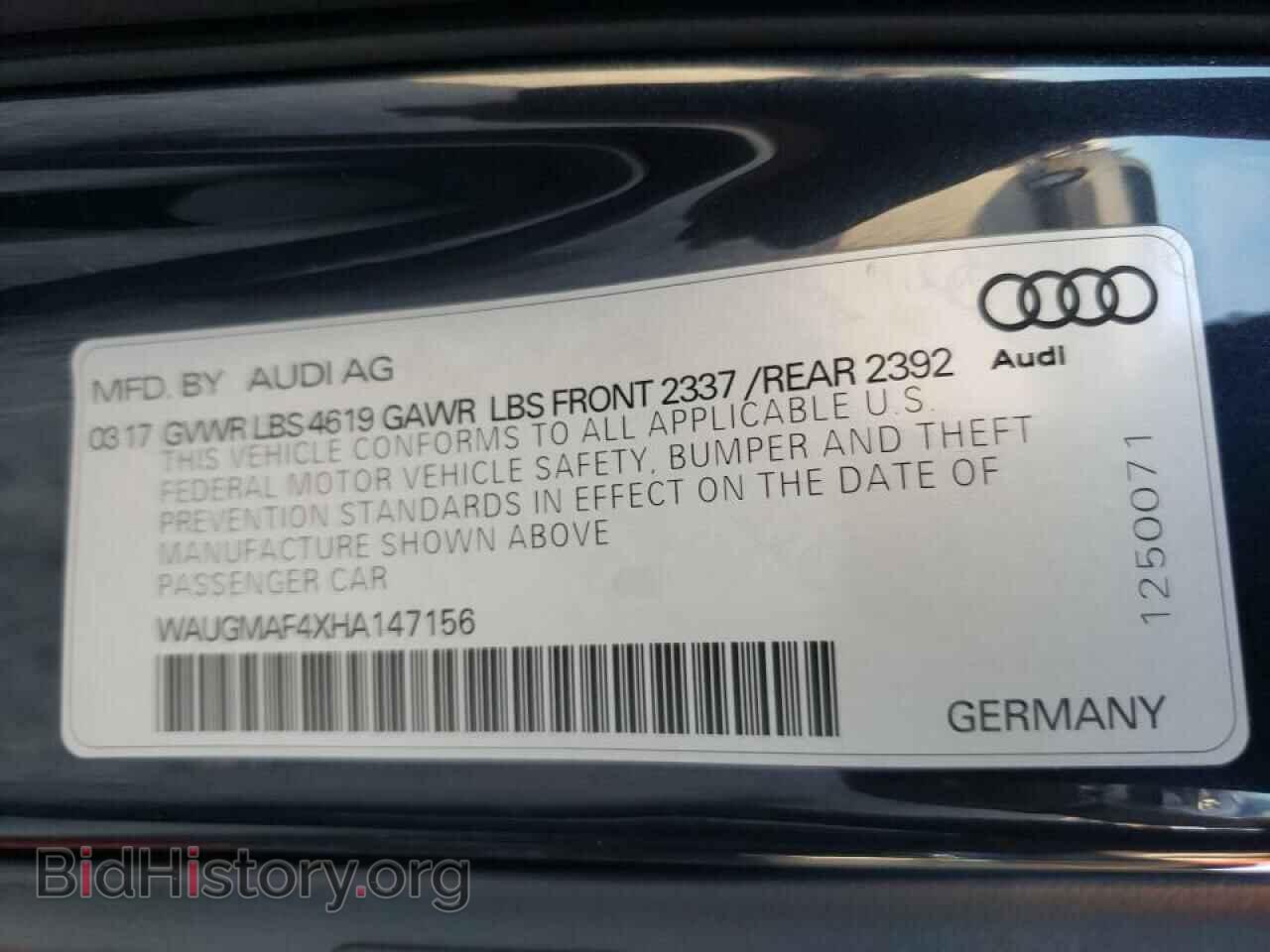 2017 AUDI A4 - VIN: WAUGMAF4XHA147156 - Фото 10