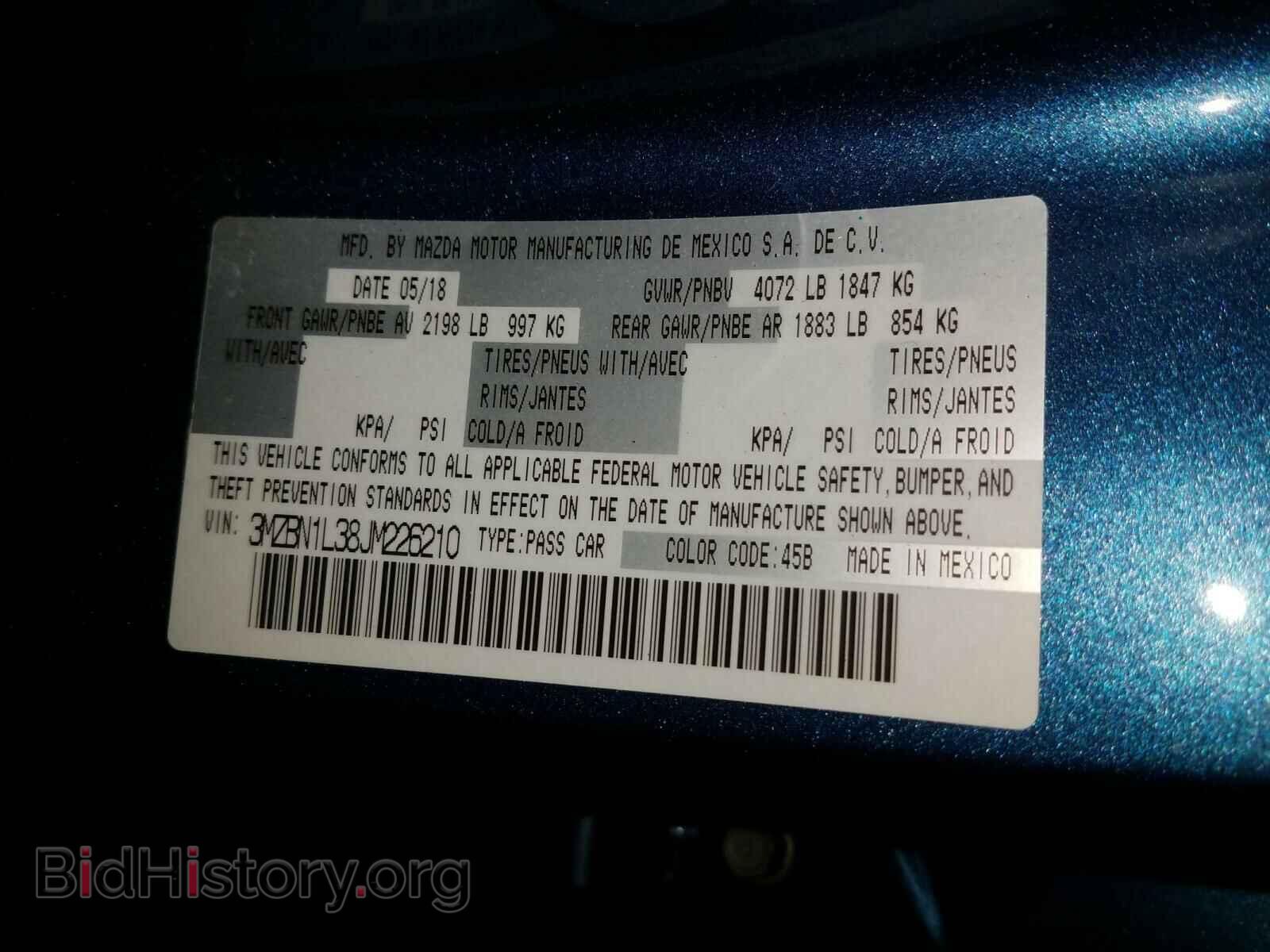 2018 MAZDA 3 - VIN: 3MZBN1L38JM226210 - Фото 10