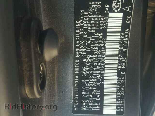 2011 TOYOTA COROLLA - VIN: 2T1BU4EE3BC649258 - Фото 10