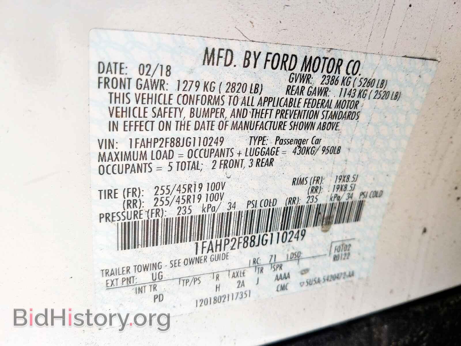 2018 FORD TAURUS - VIN: 1FAHP2F88JG110249 - Photo 10