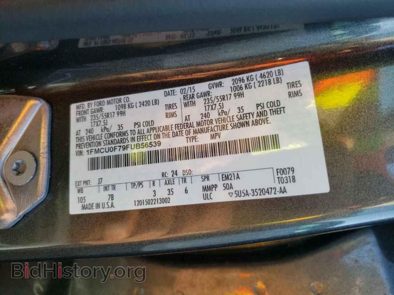 2015 FORD ESCAPE - VIN: 1FMCU0F79FUB56539 - Photo 10