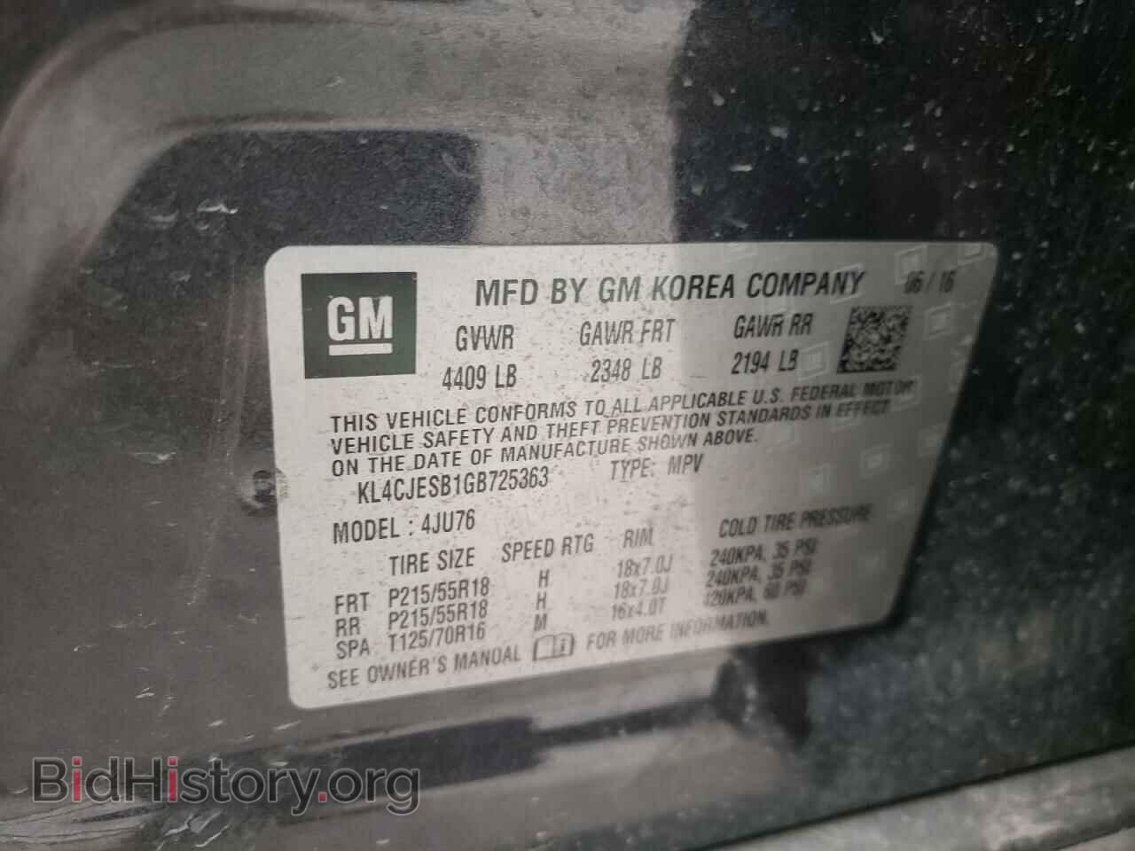 2016 BUICK ENCORE - VIN: KL4CJESB1GB725363 - Фото 10