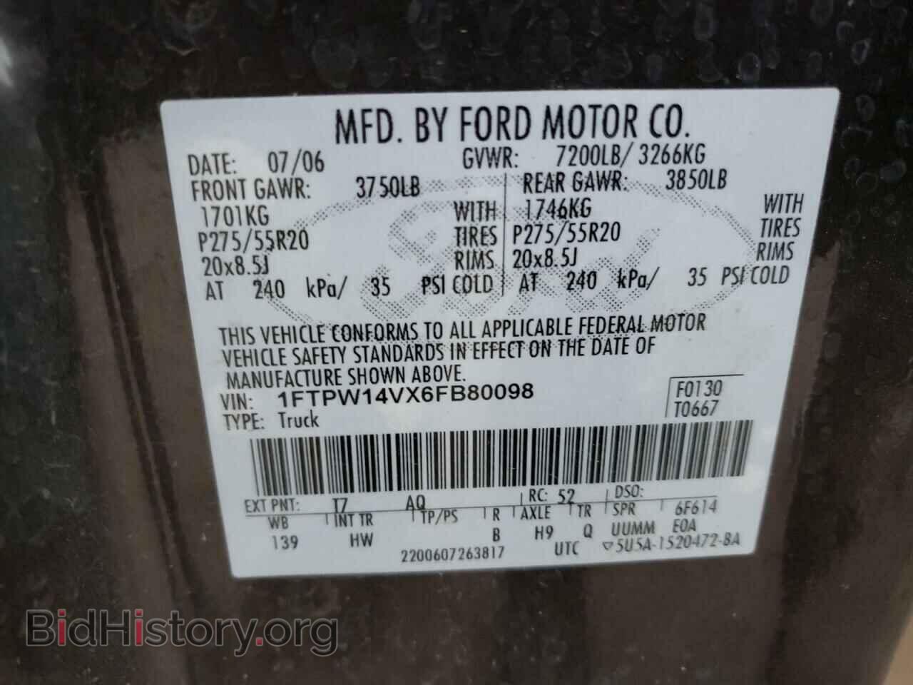 2006 FORD F-150 - VIN: 1FTPW14VX6FB80098 - Фото 10