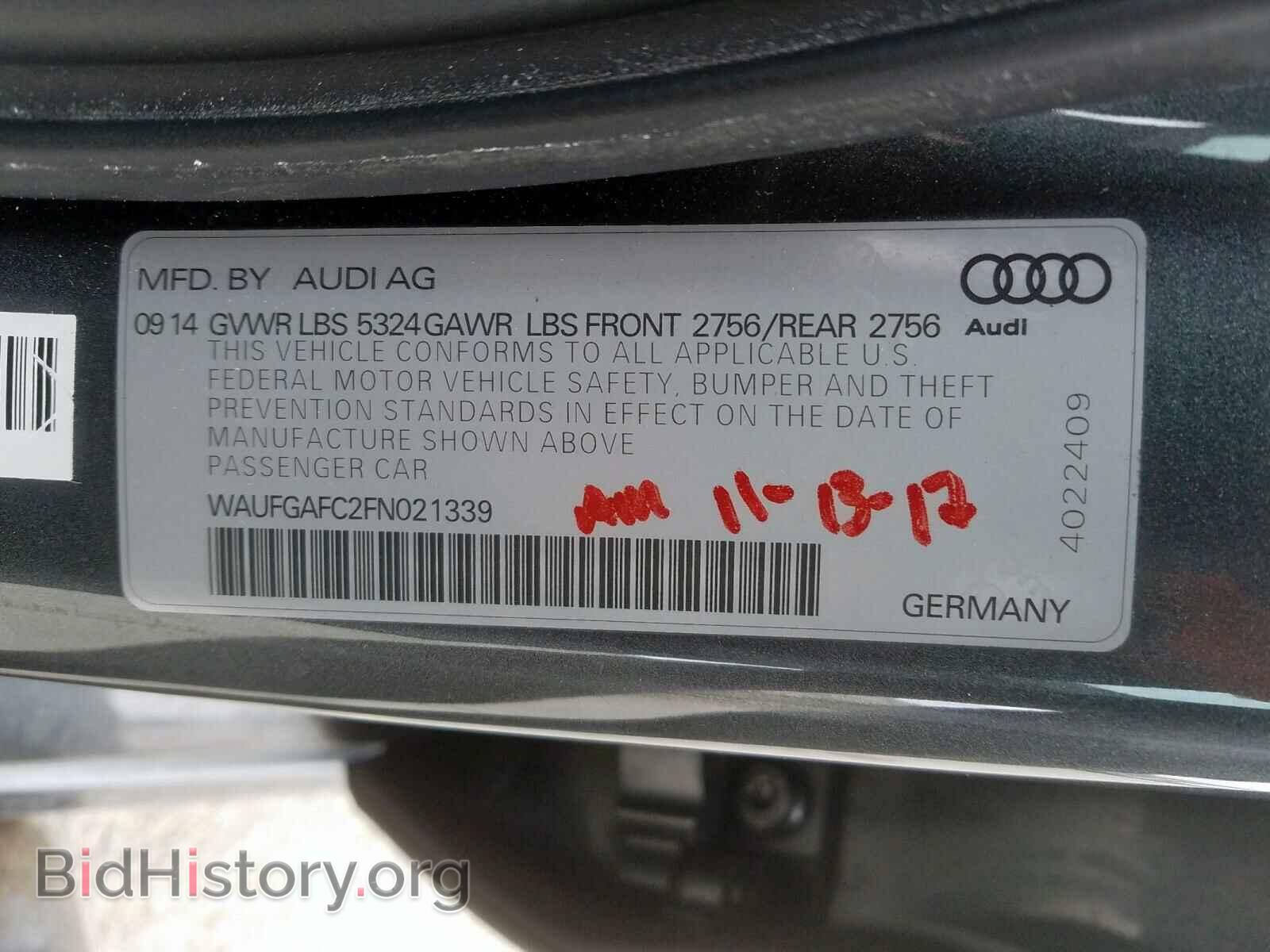 2015 AUDI A6 - VIN: WAUFGAFC2FN021339 - Фото 10