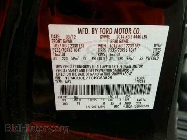 2012 FORD ESCAPE - VIN: 1FMCU0E77CKC63825 - Фото 10