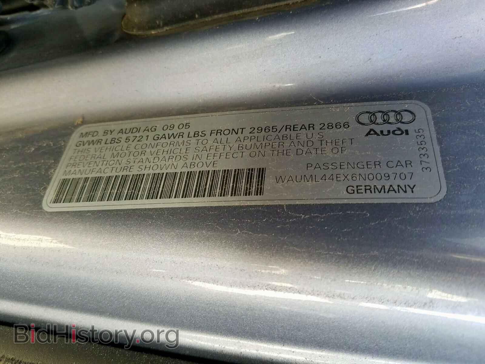 2006 AUDI A8 - VIN: WAUML44EX6N009707 - Фото 10