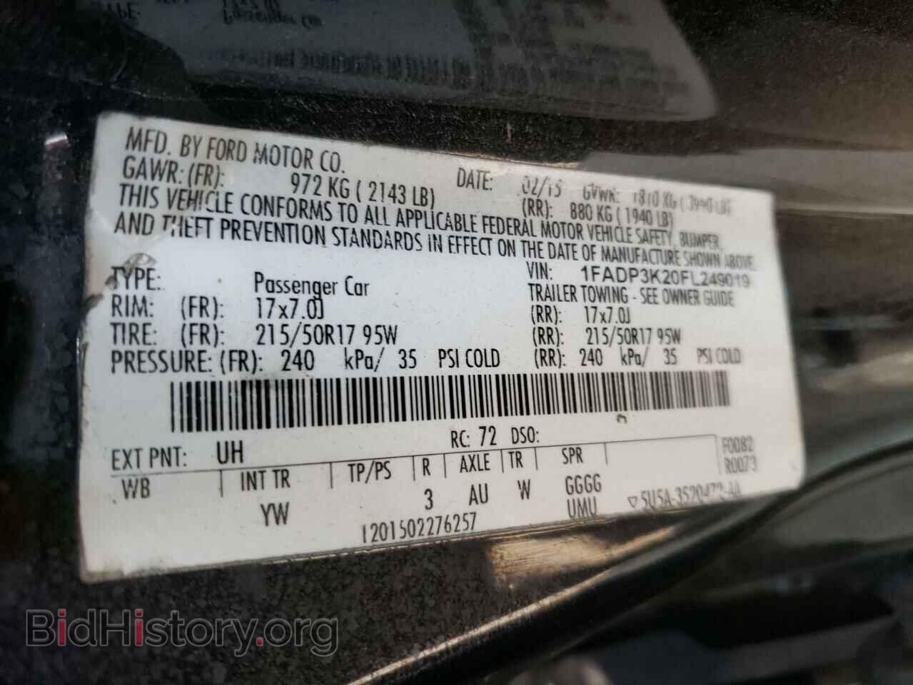 2015 FORD FOCUS - VIN: 1FADP3K20FL249019 - Фото 10