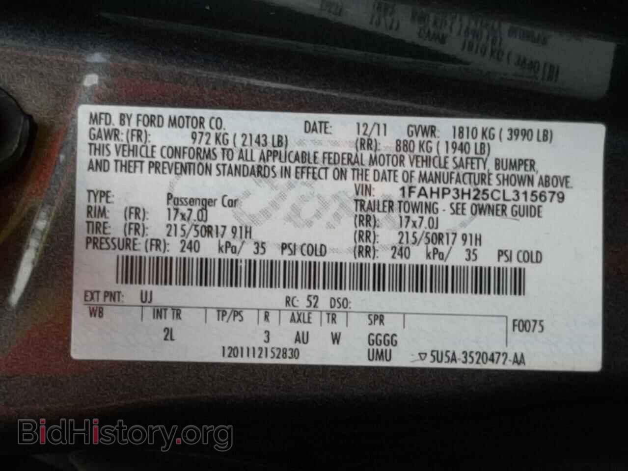 2012 FORD FOCUS - VIN: 1FAHP3H25CL315679 - Фото 10