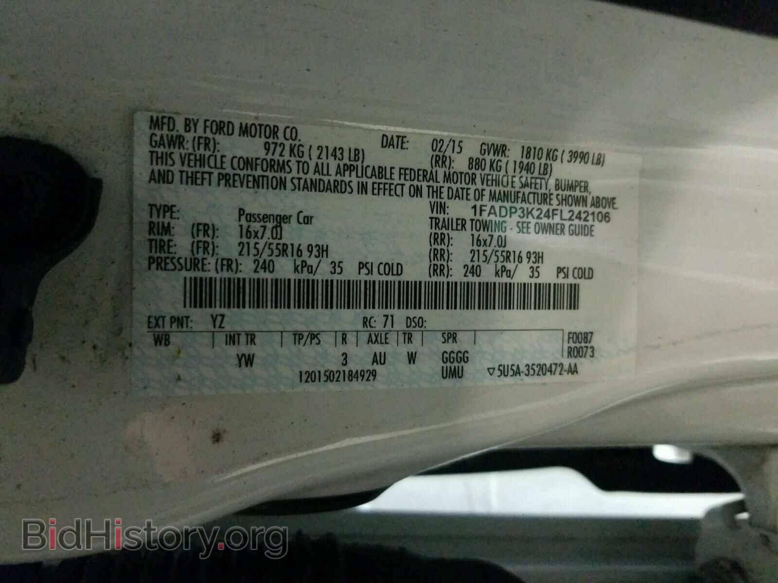 2015 FORD FOCUS - VIN: 1FADP3K24FL242106 - Фото 10