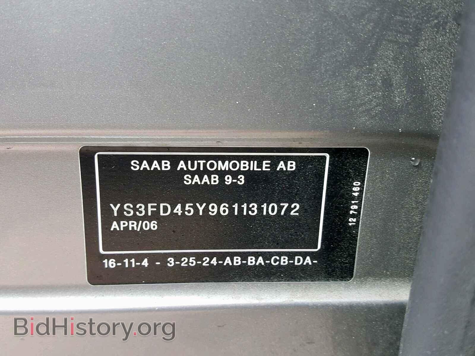 2006 SAAB 9-3 - VIN: YS3FD45Y961131072 - Фото 10